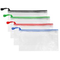 Pochette de rangement en maille PVC durable avec fermeture éclair pour crayons et fournitures de bureau