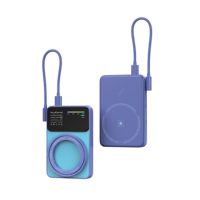 Chargeur sans fil magnétique portable 10000mAh, batterie externe avec câble intégré, charge rapide 20W, sortie Type-C, écran LED coloré