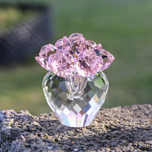 ของขวัญดอกไม้คริสตัลสีชมพูแสนสวยสำหรับคุณแม่ ภรรยา แฟนสาว ของตกแต่งดอกไม้แก้วสำหรับบ้าน สำนักงาน ของประดับโต๊ะ ที่ทับกระดาษ - Product Image 4