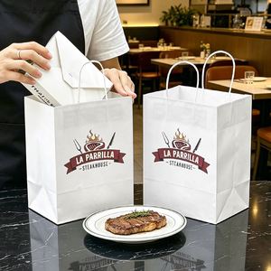 Sac en papier kraft pour restaurant, imprimé sur mesure, écologique, biodégradable, recyclable, pour emballages alimentaires à emporter (steak) - Product Image 6