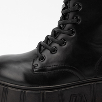 OEM ODM desain kustom musim gugur ritsleting belakang sepatu bot chunky atas kulit sapi