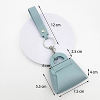 Monedero Pequeño de Cuero PU Estilo Ins, Color Caramelo, Bonito y Moderno, con Llavero, Unisex, Mini Cartera, Bolsa para Monedas, B-3980