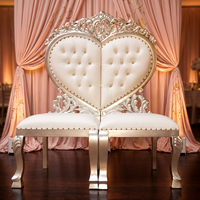 Trône d'argent causeuse chaises en forme de coeur français Antique loisirs Style bois massif cuir tufté velours maison meubles vivant