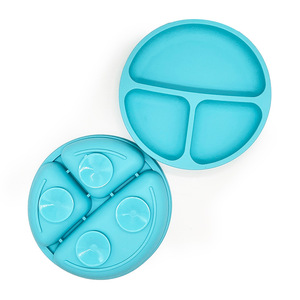 Assiette à dîner en silicone colorée pour enfants ODM/OEM avec ventouse, compartiments pour aliments complémentaires, design mignon, sans BPA, qualité alimentaire - Product Image 2