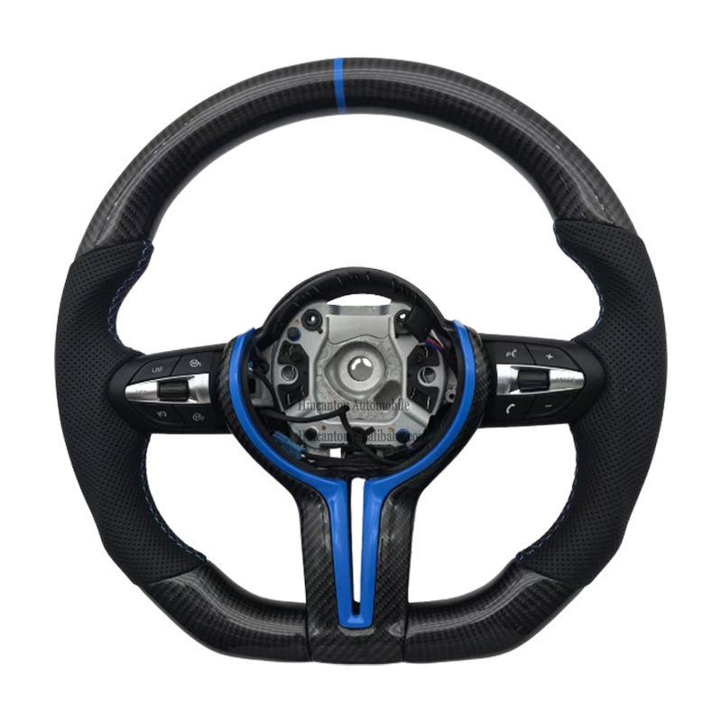 หนัง F10เจาะรู + คาร์บอนไฟเบอร์ + เย็บแบบเมตร + แถบสีฟ้า