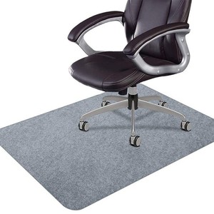 Office Chair <b>Mat</b> Rectangle Solid Color Light Gray Polyester Fiber Home Use Anti <b>Slip</b> Floor Protector - Product Image 1