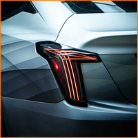 Pour Cadillac CT5 2020-2025, feux arrière à LED fumés noirs avec clignotants séquentiels, animation de démarrage dynamique, style toile de toile de serpents