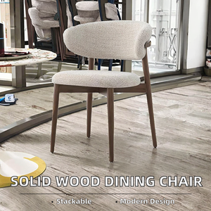 Modern Contemporary Style Restaurant Furniture Fabric Seat Solid Wood <b>Dining</b> <b>Chair</b> Solid Curved Back Comfortable <b>Chair</b> - Product Image 2