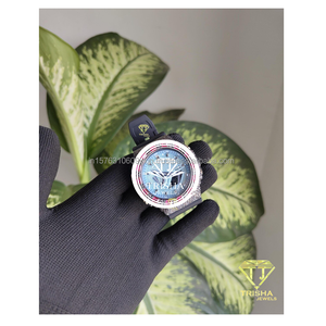 Montre numérique de luxe personnalisée Hip Hop avec diamants Moissanite VVS sertis à la main, bracelet de 20 mm, cadran en verre, monture en argent sterling 925 (Charm) - Product Image 1