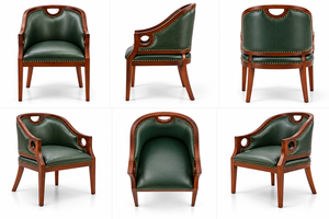 Sillón Clásico de Cuero Verde con Asiento Acolchado Confortable, Diseño Tradicional de Brazos Enrollados, Sillón de Cuero Premium - Product Image 3
