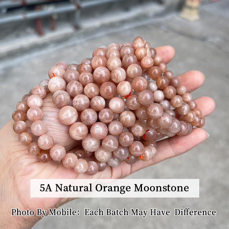Bracciale in Pietra di Luna Arancione Naturale 5A