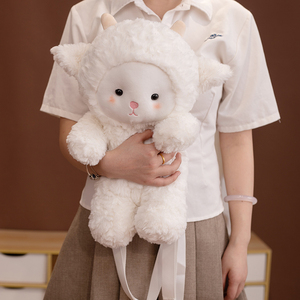 Unisex New <strong>Cute</strong> Cartoon Pig Sheep <strong>Panda</strong> Elephant Backpack with Cozy Fluffy Super Soft <strong>Plush</strong> PP Cotton Filling Birthday Gift - Product Image 5