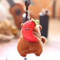Peluche Capybara Kawaii, jouet en peluche Capybara, porte-clés avec citrouille, piment, aubergine, sac à dos doux