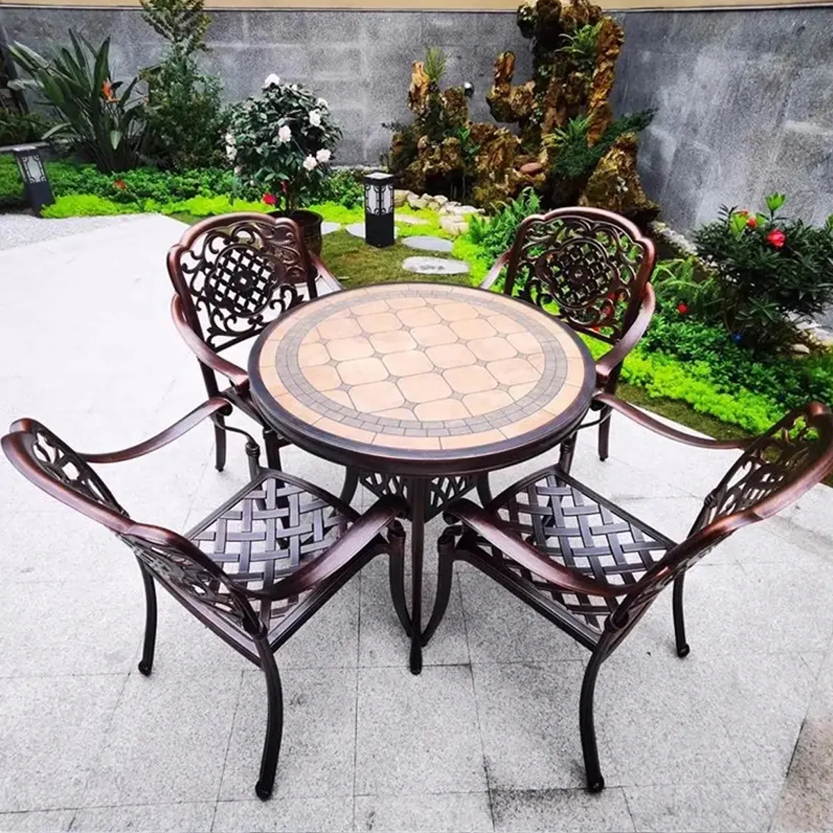 Set di sedie da tavolo da pranzo da giardino per mobili da esterno Set di mobili in alluminio pressofuso per giardinieri Eden