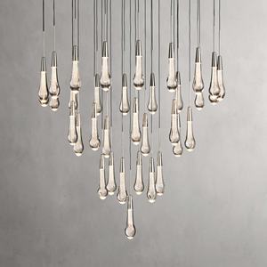 アメリカンモダンシンプルでハイエンドハンギングライトダイニングリビングルームホームデコレーションクリアガラス雨滴Arhausシャンデリア - Product Image 3