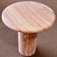 Table à manger ronde en marbre naturel ton crème, finition mate, avec plateau de table basse/appoint, mobilier de maison