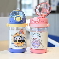 Juego de Vasos de Silicona de 500 ml para Niños, Linda Botella Portátil con Pajita para Niños, Alumnos y Niñas Escolares