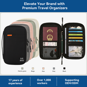 Nueva Llegada: Estuche Portátil <span class=keywords><strong>Impermeable</strong></span> para Tarjetas y Pasaportes, con Bloqueo RFID, Protege Documentos de <span class=keywords><strong>Viaje</strong></span> - Product Image 1
