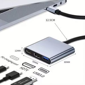 3 in 1 <b>Type</b> <b>C</b> Hub to HDTV 4K USB3.0 PD100W Fast Charging <b>Plug</b> and Play Dock Station USB <b>C</b> Converter Adapter for Notebook - Product Image 2