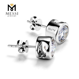 Pendientes Messi Jewelry MSE-013 de <span class=keywords><strong>oro</strong></span> <span class=keywords><strong>blanco</strong></span> de <span class=keywords><strong>14k</strong></span> y 18k con diamante moissanita de 1 quilate cultivado en laboratorio. - Product Image 4