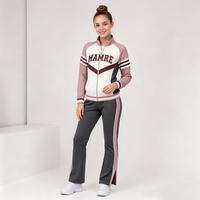 Ensemble de survêtement rose vintage pour filles, design rétro personnalisé, veste et pantalon par sublimation OEM, vêtements de sport OEM