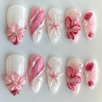 Ongles artificiels romantiques réutilisables et économiques, design de qualité salon, longue durée, en ABS, à presser