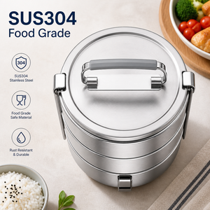 กล่องข้าวสแตนเลส 304 คุณภาพสูง แบบหลายชั้น เก็บความร้อนสองชั้น ฉนวนกันความร้อนแบบกลวง - Product Image 4