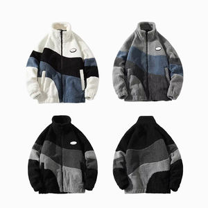 Veste en polaire KingSen personnalisée à blocs de couleur pour homme, chaude, entièrement zippée, décontractée, coupe ample, style streetwear, pour l'hiver - Product Image 1