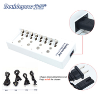 Chargeur de piles portable Doublepow à 8 emplacements pour piles AAA, affichage LED, 1,2 V, 9 V, Ni-Mh/Ni-Cd, chargeur de piles pour appareils photo au lithium