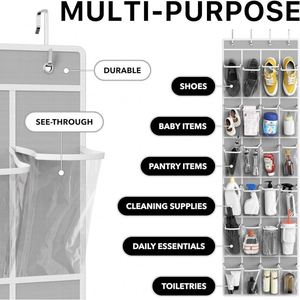 Organisateur de chaussures suspendu à 24 poches pour porte, en maille respirante, support de rangement pour placard, économiseur d'espace, capacité de 40 lb - Product Image 6