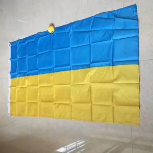 गर्म बेच फैक्टरी प्रत्यक्ष आपूर्ति 3x5 फुट झंडा तेजी से शिपिंग स्वनिर्धारित लोगो राष्ट्रीय ध्वज यूक्रेन फ्लैग