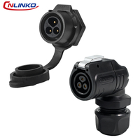 Connecteur Cnlinko LP16 90 degrés 3 broches IP68, connecteur circulaire étanche à visser en plastique, connecteur d'aviation, connecteur électrique