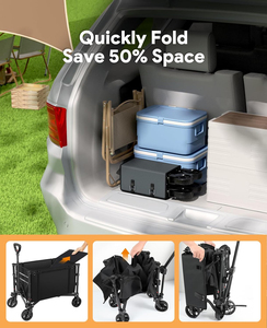 Özel 120L Taşınabilir Ayarlanabilir Katlanabilir Açık Hava Bahçe Fermuarlı Yan Açılır Plaj Piknik Kamp Arabası - Product Image 6