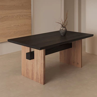Table à manger moderne en bois massif de style mid-century, bureau rectangulaire multifonctionnel nordique pour appartement et hôtel