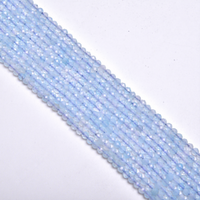 Perles en pierre naturelle Aigue-marine 2mm 3mm 4mm, rondes, facettées, en vrac, pour la fabrication de bijoux DIY