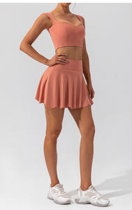 بيع بالجملة نايلون/سبانديكس ملابس تنس مع شورت نسائي للياقة البدنية صالة ألعاب تمارين اليوغا التنورات الرياضية طقم من قطعتين - Product Image 6