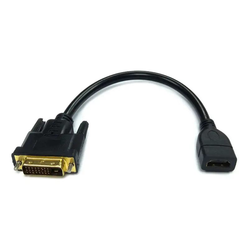 1080P Vergulde Dvi Naar Hdmi Adapter Mannelijke 24 + 1pin DVI-D Naar Hdtv Vrouwelijke Kabel