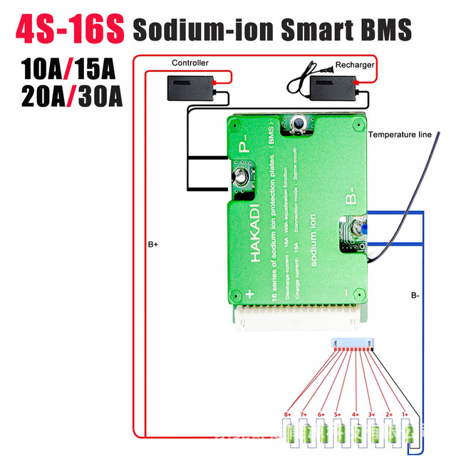 Sodium-ion Battery BMS 3V 4S-16S 12V-48V 10A-200A 18650 Sodium-ion Battery protection Board BMS