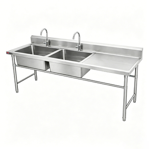Mesa de Trabajo de Acero Inoxidable para Cocina Comercial, Fregadero Independiente para <span class=keywords><strong>Restaurante</strong></span> con Mesa de Preparación, Personalizable, Resistente - Product Image 1