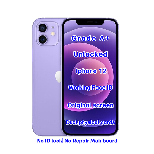 Wholesale Unlocked 6.1" 4GB RAM 64GB Purple Used A14 Bionic Smartphone 5G Face ID Factory Price Supplier Bulk Stock