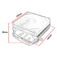 QiuzAim 12ème génération prisme CPU ventilateur de refroidissement B85 pression vers le bas Six tubes en cuivre 4 broches 120m silencieux LGA1700 refroidi par air 1366