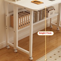 Bureau d'ordinateur pliable ergonomique moderne et portable pour la maison, table convertible élégante avec roulettes, cadre métallique réglable, idéal pour le chevet
