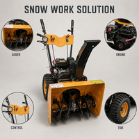 Machine à déneiger les routes en hiver, autopropulsée, moteur à essence 15HP, souffleuse à neige, pneus tout-terrain pour les zones d'usine, de cour et d'entrepôt