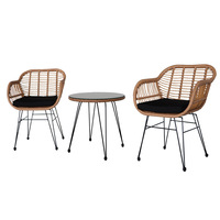 Chaises de bistrot français minimalistes sans accoudoirs en rotin PE pour terrasses et patios d'hôtels