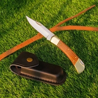 Couteau pliant D2 robuste et élégant avec manche en bois de zèbre, idéal pour la survie en extérieur, le camping et comme cadeau pour adulte.