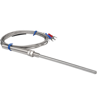PT100 RTD Sensor Suhu Probe - 10cm panjang, 3-kawat, M8 benang, 1-5m kabel, -50 sampai 400 °C, untuk penggunaan industri