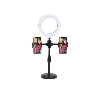 Milesg Mobile Phone Live Streaming Stand With Led Ring Light 6 Inch Adjustable Height Dual Camera Support For Video And Photo - Product Image 5