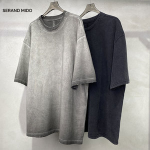 Camiseta Vintage de 250 g/m² con Lavado Ácido, Logotipo Personalizado, Estilo Desgastado, Talla Grande, 100% Algodón para Hombre - Product Image 4