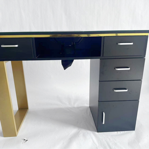 Meuble de manucure moderne et simple pour salon de beauté, table de manucure individuelle noire et or avec aspiration - Product Image 2