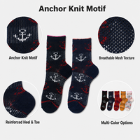 Calcetines de Mujer con Diseño de Ancla Náutica, Tejido Jacquard, Transpirables, con Refuerzo en el Talón y Puntera, Calcetines de Moda para Uso Diario, Regalo Náutico